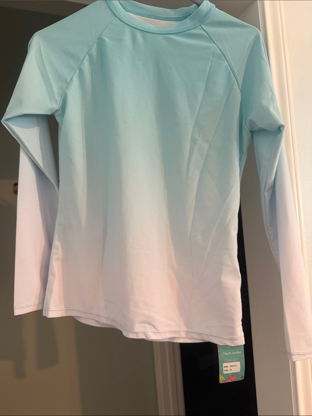 Mselyseshe Light Aqua Ombre Long Sleeve Rash Guard